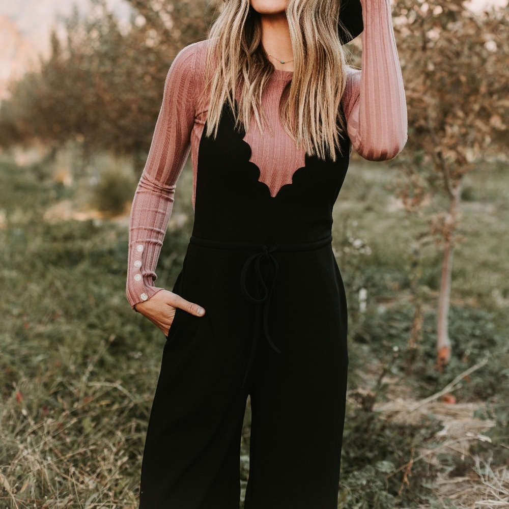 Piper & Scoot Freeman Strapped Scalloped Jumpsuit